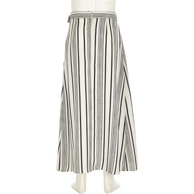 Girls white stripe wrap maxi skirt